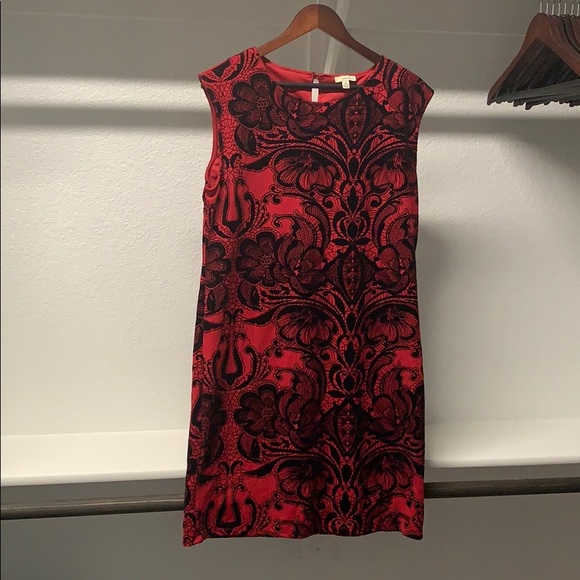 red dress with black shawl